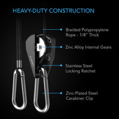 Ac Infinity Heavy-Duty Adjustable Rope Clip Hanger - Six Pairs