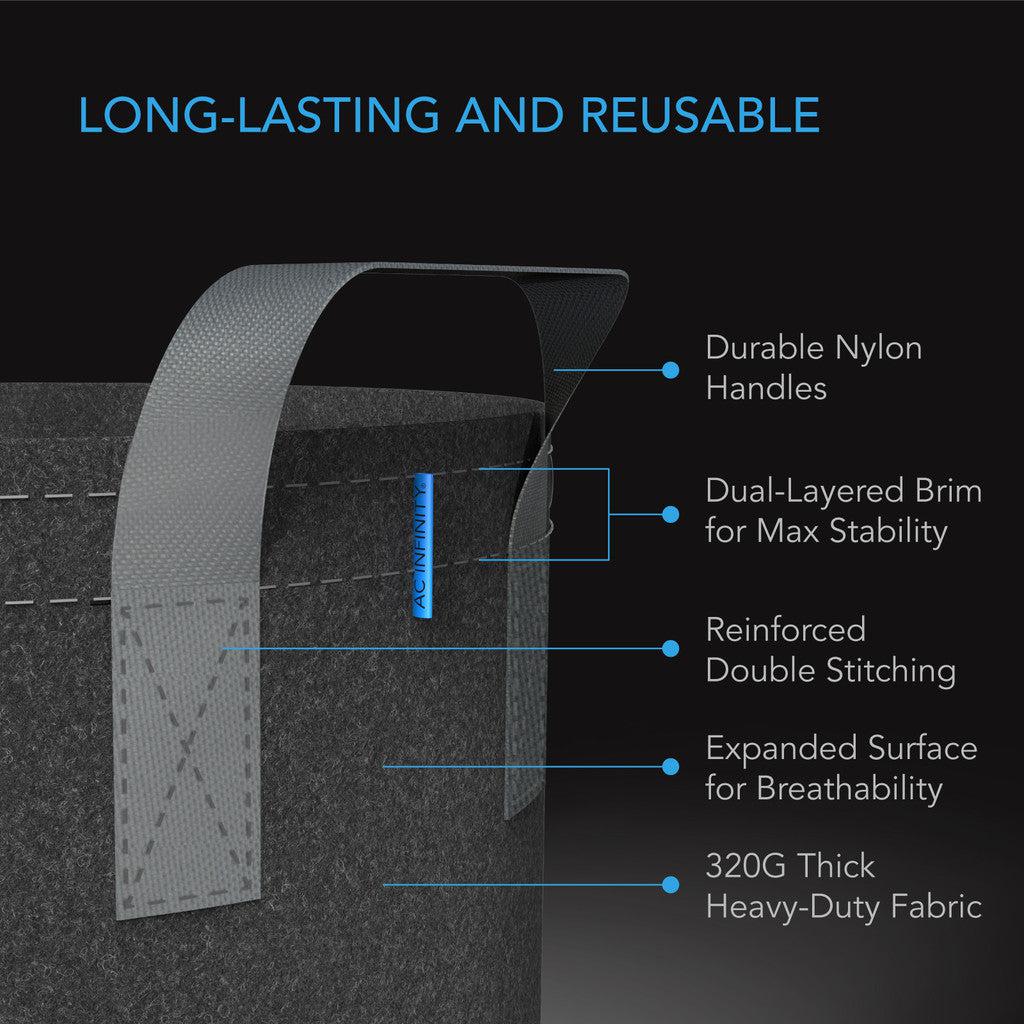 Ac Infinity Reusable Fabric Pot 5-Pack