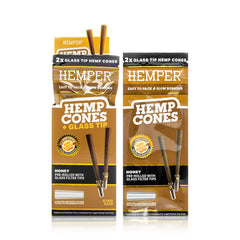 Pre-Rolled 2PK King Size Hemp Cones + Glass Tip Honey