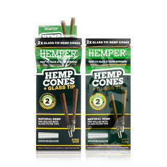 Pre-Rolled 2PK King Size Hemp Cones + Glass Tip