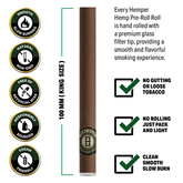 Pre-Rolled 2pk King Size Hemp Rolls + Glass Tip