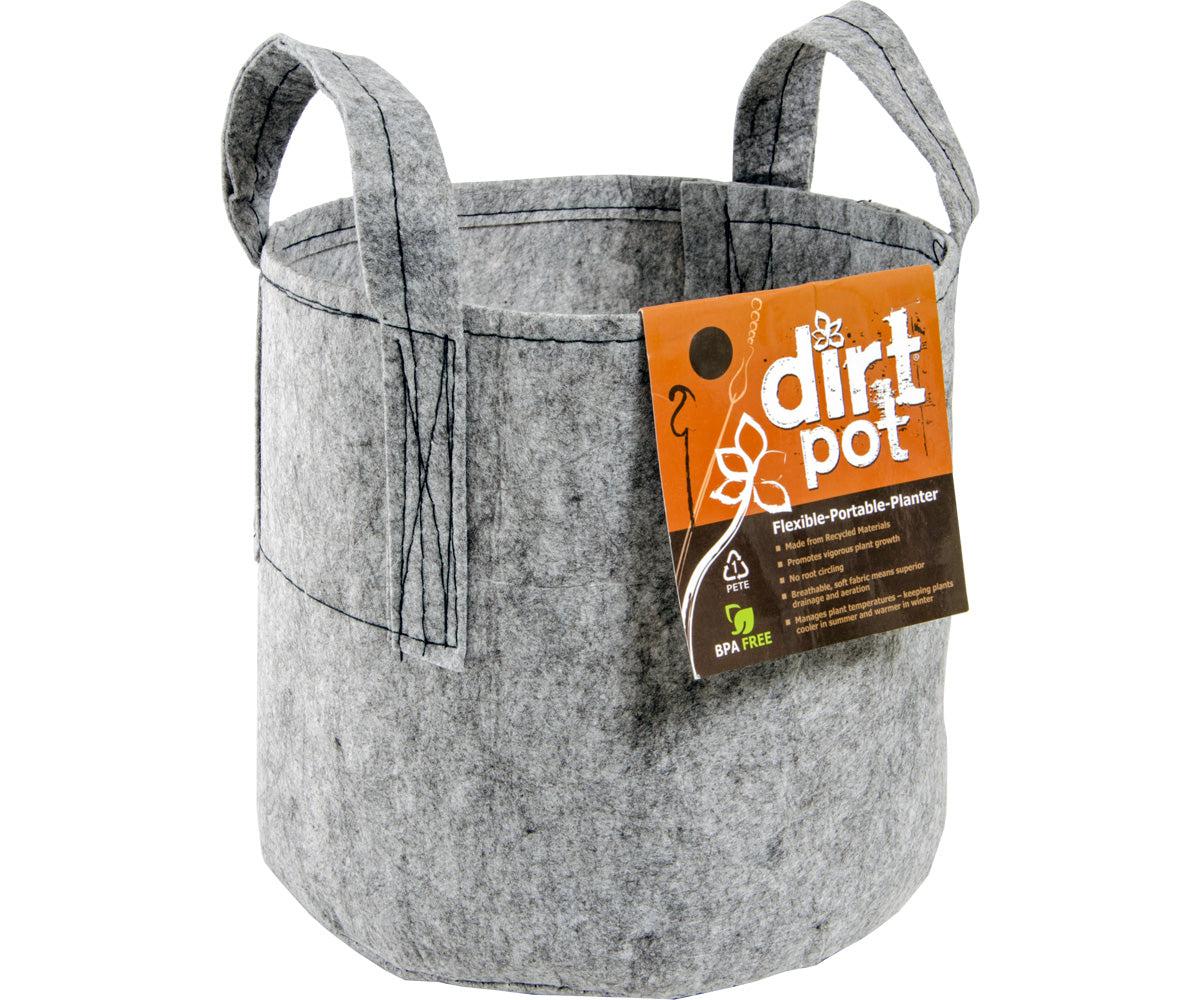 Dirt Pot Flexible Portable Planter, Grey, 5 gal, with handles