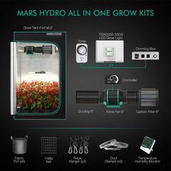 Mars Hydro 4' x 4' Complete Grow Tent - TSW2000 LED (300W)