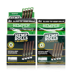 Pre-Rolled 4PK Mini Size Hemp Rolls + Glass